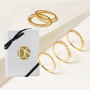 "My Favorite Crew" 1.0CTW Set of 5  Stackable Rings - Gold