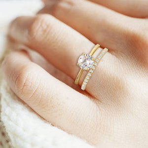 "Every Girl's Dream" 2.0.8CTW Round Cut Solitaire & Eternity Band Ring Set - Gold
