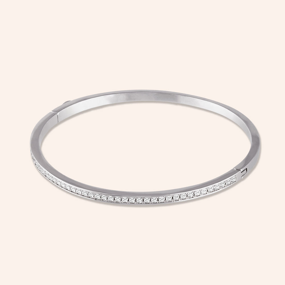 "Simply Elegant" 1.6CTW Hinged Bangles Bracelet - Silver