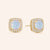 "Just For Me" 1.0CTW Square Opal Halo Stud Earrings  - Sterling Silver / Gold Vermeil