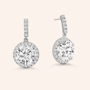 "Exquisite Elegance" 5CTW Round Cut Halo Dangle Earrings