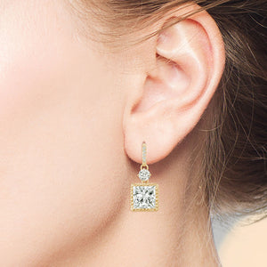 "Stunning Dangles" 6.5CTW Princess Cut Dangle Earrings