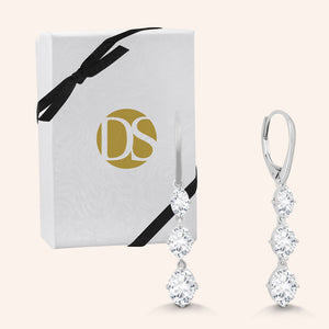 "What a Dangle" 4CTW Graduated 3 Oval Cut Stones Drop Earring