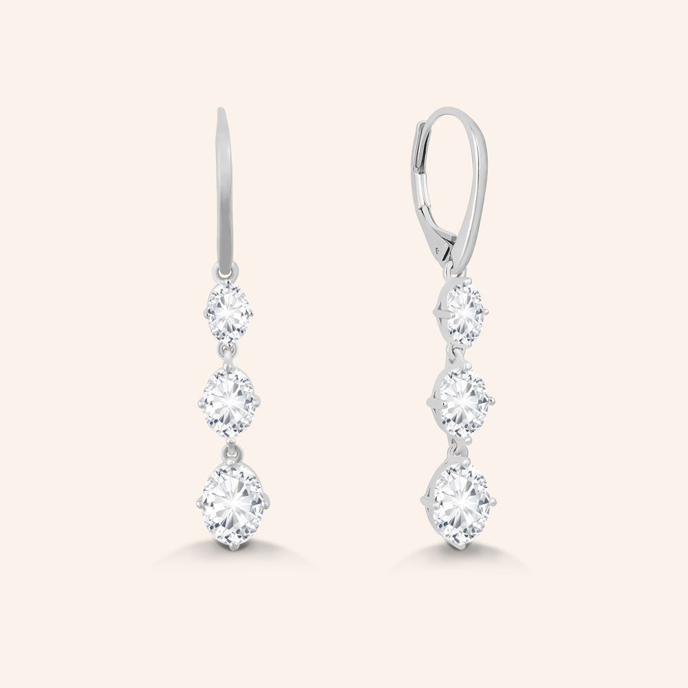 "What a Dangle" 4CTW Graduated 3 Oval Cut Stones Drop Earring