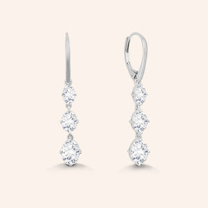 "What a Dangle" 4CTW Graduated 3 Oval Cut Stones Drop Earring