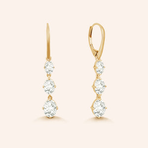 "What a Dangle" 4CTW Graduated 3 Oval Cut Stones Drop Earring