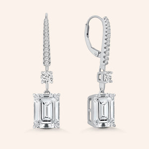 "Angelina" 9.5CTW Emerald Cut Drop Earrings