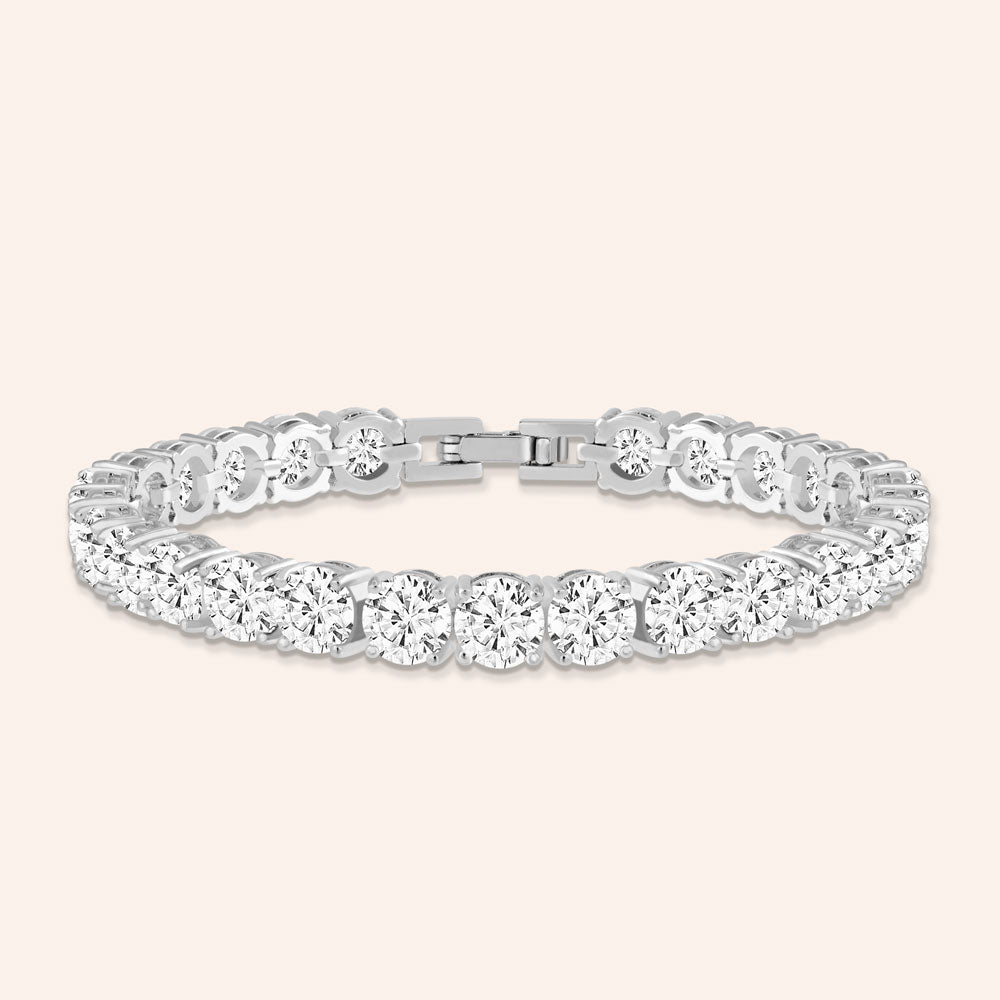 "Masterful Shine" 19CTW Round Cut Tennis Bracelet - Includes Extender - Silver