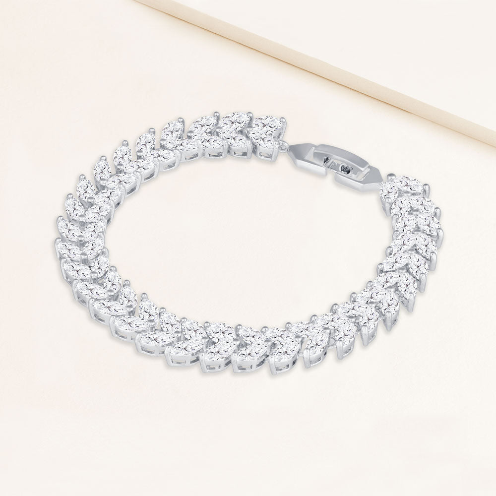 "An Evening Out"14.5CTW Marquise Cut Tennis Bracelet - Includes Extender - Silver