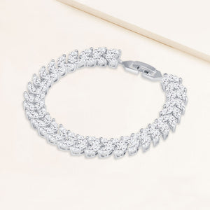 "An Evening Out"14.5CTW Marquise Cut Tennis Bracelet - Includes Extender - Silver