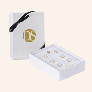 "Three Ways to Glow"  Round, Heart and Marquise Cut Set of 3 Opal Post Earrings -  Sterling Silver / Rose Gold Vermeil