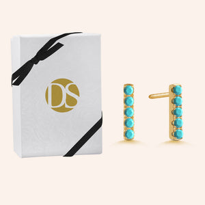 "My Daily" 0.9CTW Pave Rainbow Linear Bar Stud Earrings - Gold Vermeil over Sterling Silver