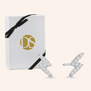 "Keep Shining" 0.8CTW Pave Lightning Stud Earrings - Sterling Silver / Gold Vermeil