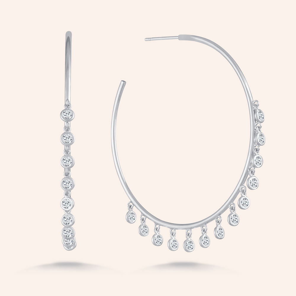 "Summer Love" 1.0ctw  Dangles Hoop Earrings
