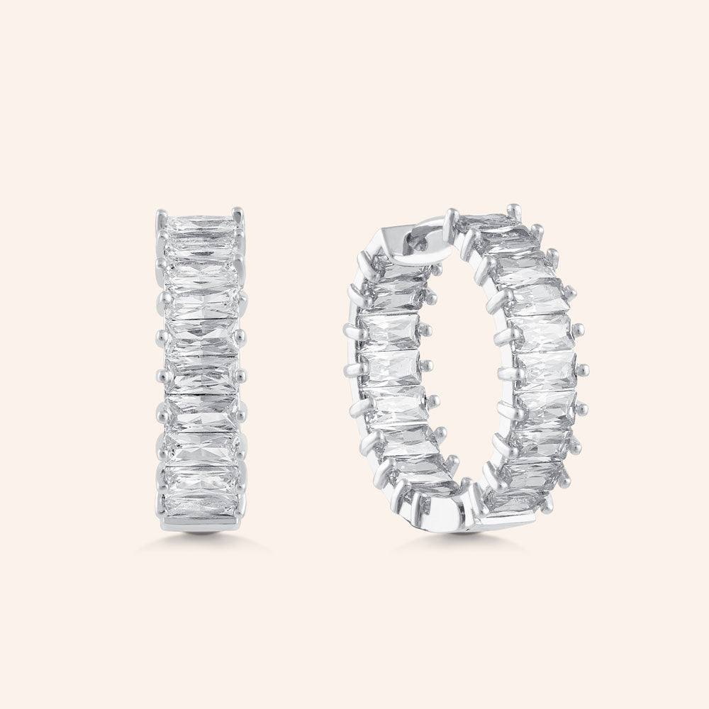 "The Oasis" 5.5CTW Inside-Outside Hoop Earrings - Silver