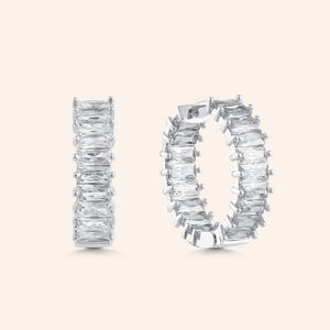 "The Oasis" 5.5CTW Inside-Outside Hoop Earrings - Silver