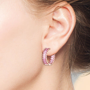 "The Oasis" 5.5CTW Rose Quartz Inside-Outside Hoop Earrings - Rose Gold