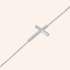 "Holy Me" 0.6CTW Pave Cross Bracelet - Sterling Silver / Gold Vermail