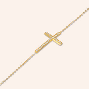 "Holy Me" 0.6CTW Pave Cross Bracelet - Sterling Silver / Gold Vermail