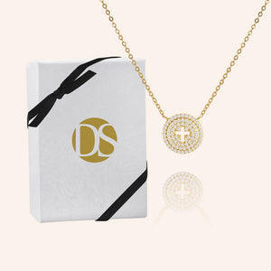 "To Have and to Hold" 1.0CTW Pave Circle Cut-out Cross Necklace- Sterling Silver / Gold Vermeil