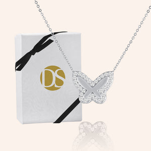 "Bella" 0.5CTW Pave Butterfly Necklace- Sterling Silver / Gold Vermeil