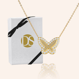 "Bella" 0.5CTW Pave Butterfly Necklace- Sterling Silver / Gold Vermeil