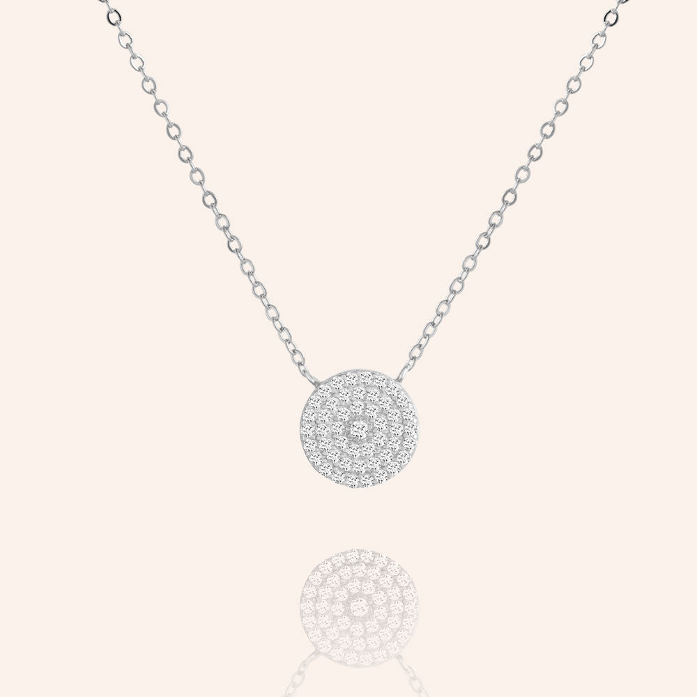 "Full Moon" 1.0CTW Pave Circle Necklace - Sterling Silver / Gold Vermeil