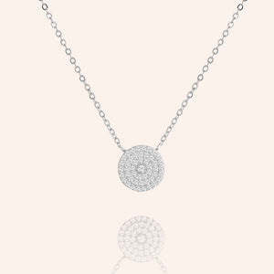 "Full Moon" 1.0CTW Pave Circle Necklace - Sterling Silver / Gold Vermeil