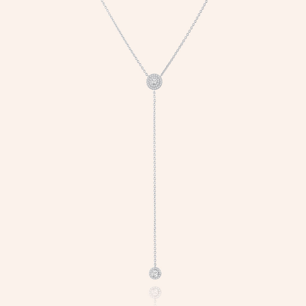 "Adella" 0.8CTW Pave Halo Pendant Y Necklace