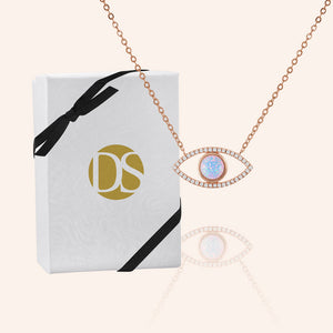 "Eye See you" 0.9CTW Pave & Opal Eye Pendant Necklace - Sterling Silver / Rose Vermeil