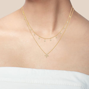 "Two Become One" 1.8CTW Pave Drops Duo Layering Necklace