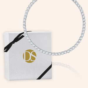 "Spotlight" 24CTW Ascher Cut Tennis Necklace - Silver