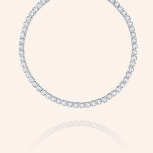 "Spotlight" 24CTW Ascher Cut Tennis Necklace - Silver
