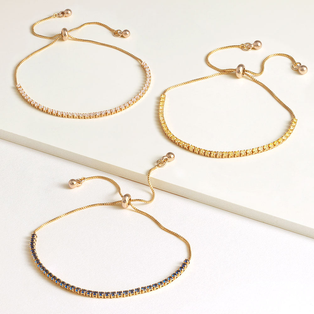 "Time After Time" Set of Three 1.35CTW Tennis Pull-Tie Bracelets - Gold