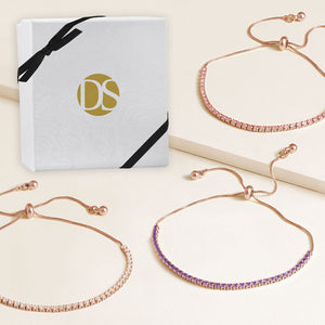 "Time After Time" Set of Three 1.35CTW Tennis Pull-Tie Bracelets - Rose Gold