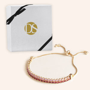 "Double Take" 12.5CTW Two Tone Round Cut Tennis Pull-Tie Bracelet