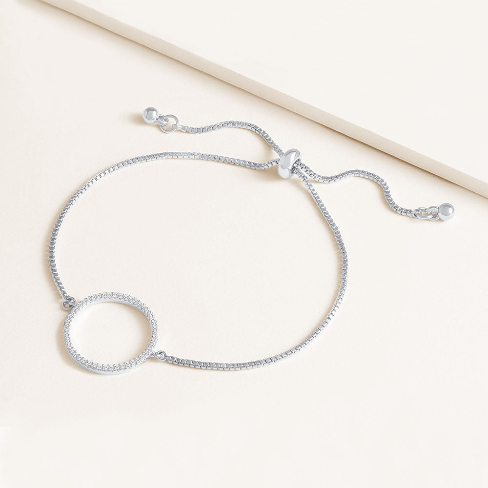 "Aura" 0.5CTW Pave Open Center Circle Pull-Tie Bracelet