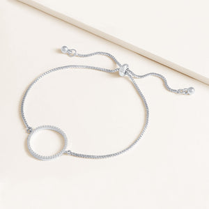 "Aura" 0.5CTW Pave Open Center Circle Pull-Tie Bracelet