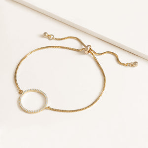 "Aura" 0.5CTW Pave Open Center Circle Pull-Tie Bracelet