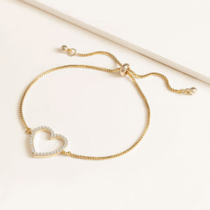 "Amara" 0.5CTW Pave Open Center Heart Pull-Tie Bracelet