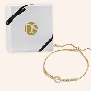 "Sasha" 8.5CTW Halo Emerald Cut Pull-Tie Bracelet