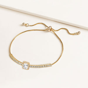 "Sasha" 8.5CTW Halo Emerald Cut Pull-Tie Bracelet