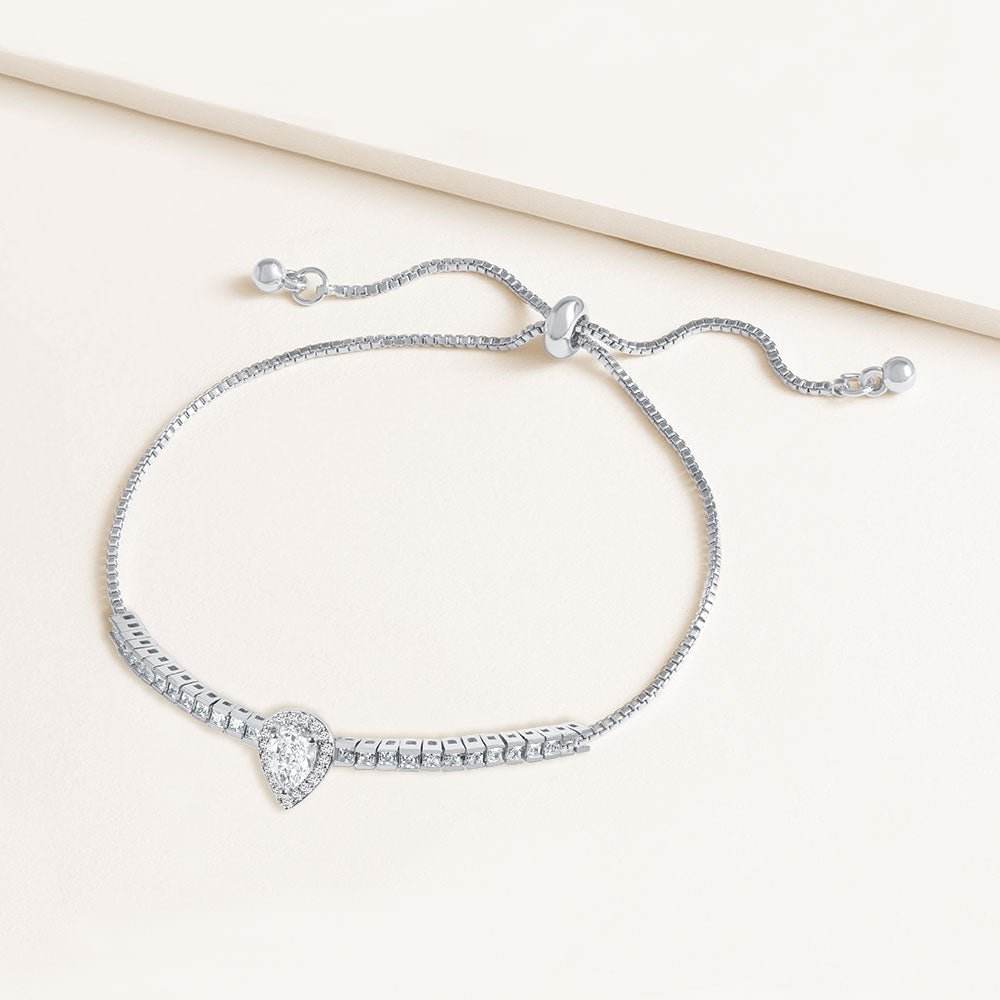 "Sasha" 8.5CTW Halo Pear Cut Pull-Tie Bracelet