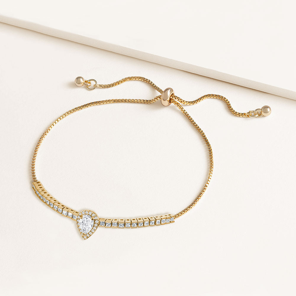 "Sasha" 8.5CTW Halo Pear Cut Pull-Tie Bracelet