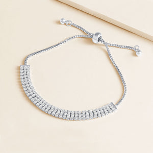 "Triple Take" 5.5CTW Three Row Round Cut Pull-Tie Bracelet