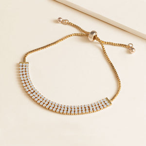 "Triple Take" 5.5CTW Three Row Round Cut Pull-Tie Bracelet