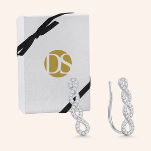 "Voyage" 1.0CTW Pave Climber Earrings - Sterling Silver