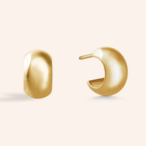 "Capri" High Polished Wide Mini Hoop Earrings