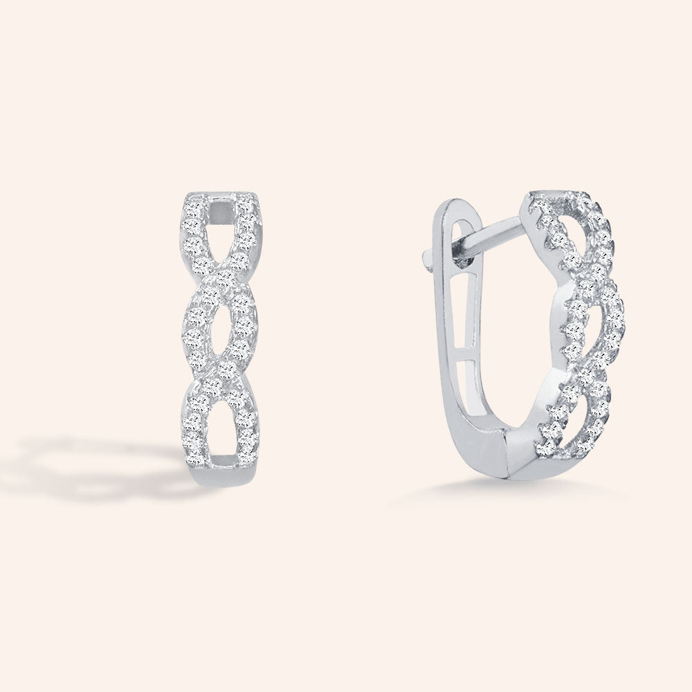"Forever" 0.8ctw Pave Infinity Huggie Earrings -Silver