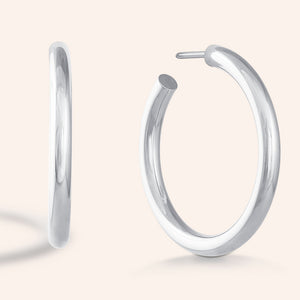 Stainless Steel Polished Round Hoop Earrings For Women – Choose Silver, Gold, Or Rose Gold